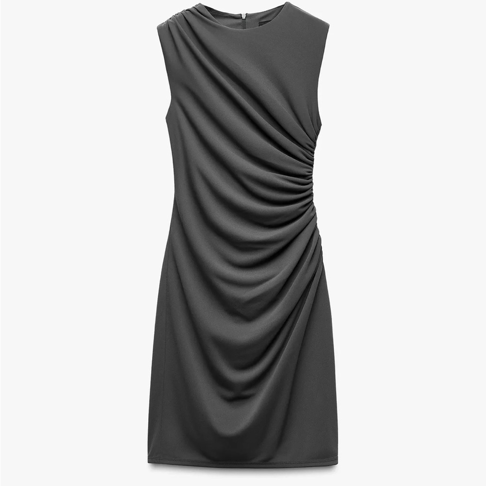 Zara Charcoal Draped Midi Dress